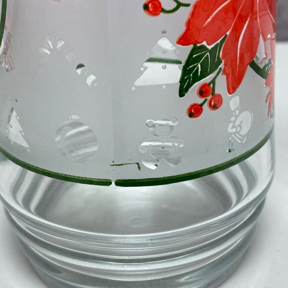 Vintage Coca-Cola Poinsettia Frosted Holiday Christmas Glass Tumblers Set Of 2 - Picture 7 of 9